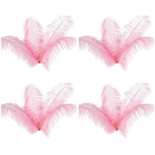 40 Pcs Natural Ostrich Feathers Wedding Party Decoration Pink 20-25cm Z6S3