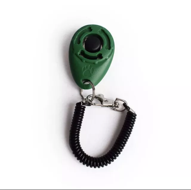Pet Dog Puppy Training Clicker Sound Wrist Strap Obedience Agility Trainer Green