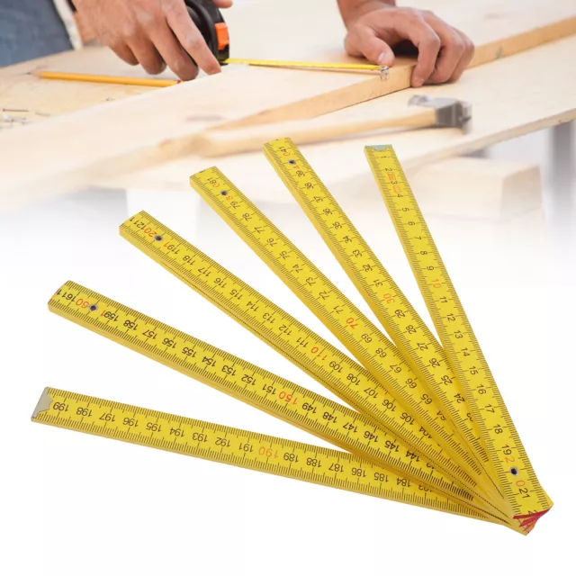 2m Wooden Foldable Ruler Inch Metric Double Sided Scale for Drawing Carpenters