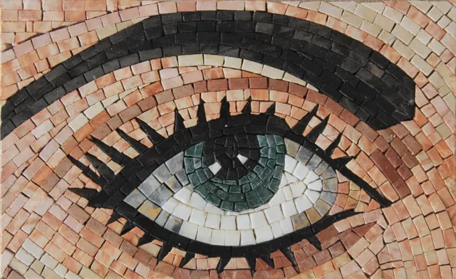 Mosaic Marble Green Human Eye Artistic INSERT Design Art 12x7 Inches