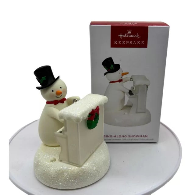 Hallmark 2023 Sing-Along Showman Piano Playing Snowman Christmas Ornament