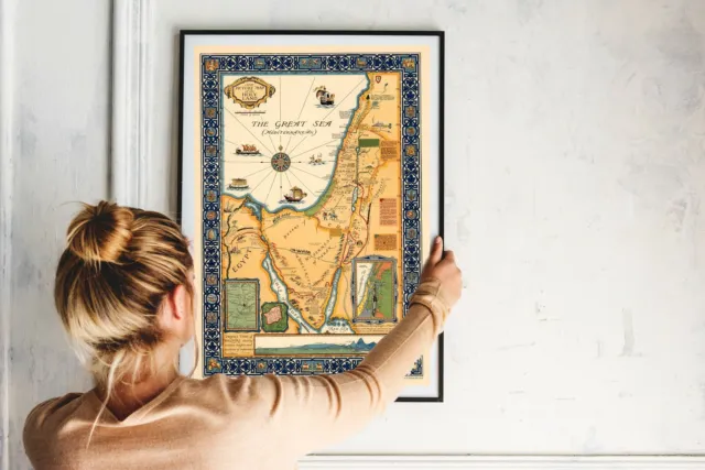 1921 Pictorial Map Holy Land Palestine Israel Wall Art Poster Decor History 3