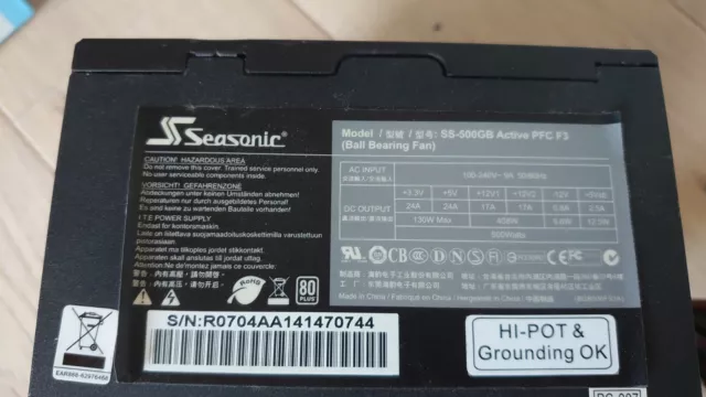 Alimentation SEASONIC SS-500GB - 500W active PFC F3 Non modulaire