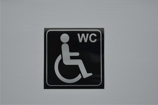 DISABLED WC SELF-ADHESIVE Sticker Toilet Door Sign Silver/Black Size ...