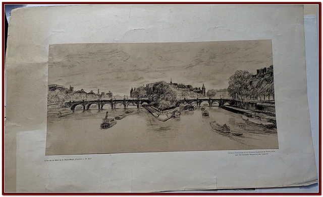 L'ile de la Cité &  Pont Neuf PARIS  Seine Bateaux  Magasins de Louvre