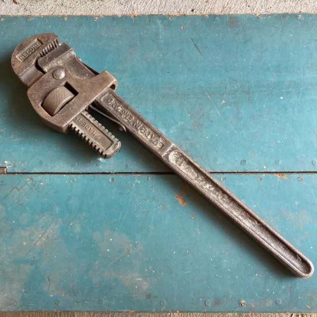 VINTAGE 18" RECORD MADE IN ENGLAND 460mm ADJUSTABLE PIPE WRENCH HAND TOOL