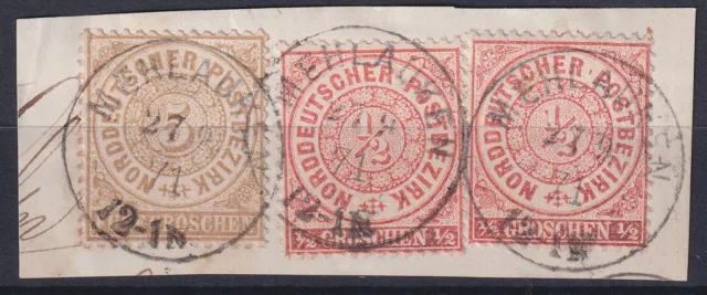 68221) MEHLAUKEN Ostpreußen nachverwendeter Stempel 1871 auf Briefstück