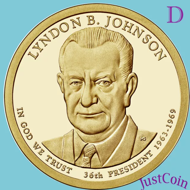 2015-D Lyndon B. Johnson Presidential Golden Dollar From Mint Roll Uncirculated