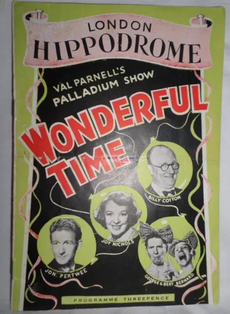 London Hippodrome Wonderful Time Theatre Programme 1950s