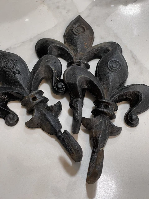 3 antique/vintage wrought iron hooks