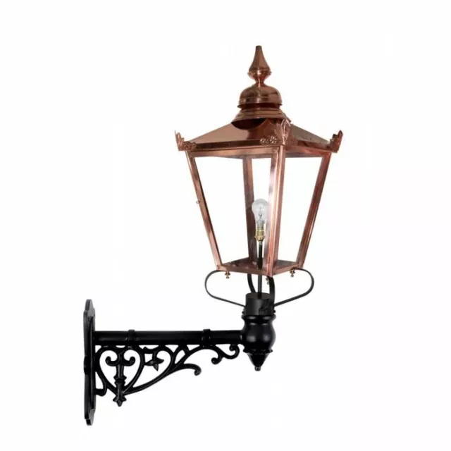 88cm Tall Copper and Black Victorian Outdoor Wall Lantern Wall Light Fitting