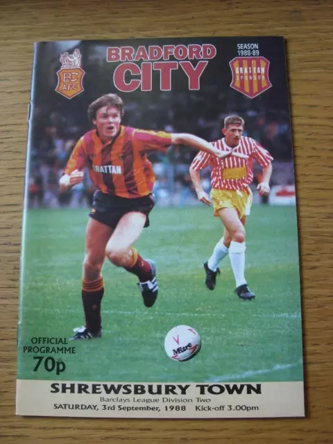 03/09/1988 Bradford City v Shrewsbury Town  (Item has no apparent faults)