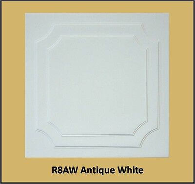 Decorative Texture Ceiling Tiles Glue UP - R8AW Antique White Finish On SALE