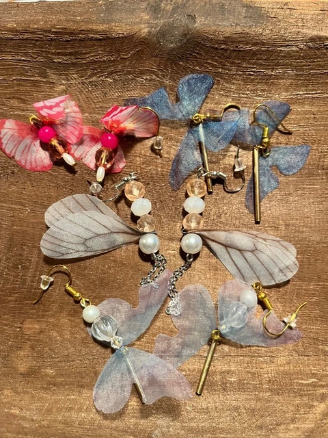 A set of handmade butterfly earrings