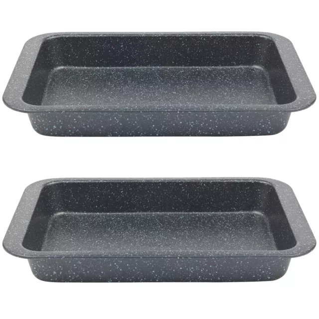 Salter Roasting Tray Set of 2 Non-Stick Carbon Steel Deep Roaster Megastone 37cm