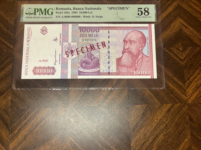 Romania, Banca Nationala 199 10000 Lei Specimen PMG 58
