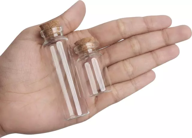 Kurtzy 50er Pack Mini Glasflaschen mit Korkstopfen, Ösenschrauben und... 3