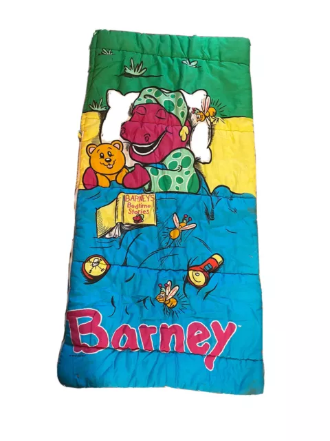 VTG 1992 BARNEY Story Time Bedtime YOUTH Sleeping BAG DINOSAUR ...