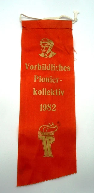 DDR JP Wimpel Junge Pioniere Fahnenschleife Vorbildliches Pionierkollektiv 1982