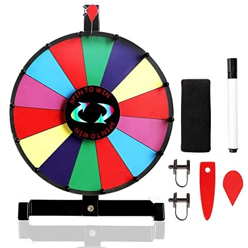 12 inch Spinning Prize Wheel, Base with 14 Color Slots Tabletop Spinner,