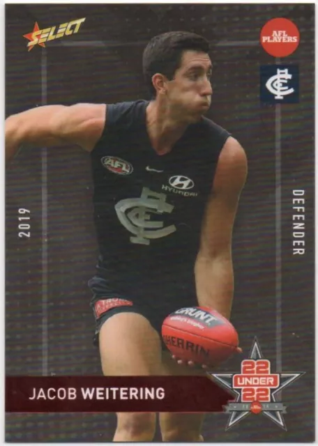 2019 AFL AFLPA MVP AWARDS [BEST 22 UNDER 22] CARD- Jacob WEITERING (CARLTON) Ltd