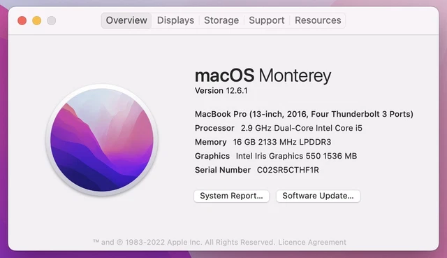 Apple MacBook Pro Retina 13,3" 2016 512 GB SSD 16 GB RAM 2,9 GHz Core i5 grigio siderale 10