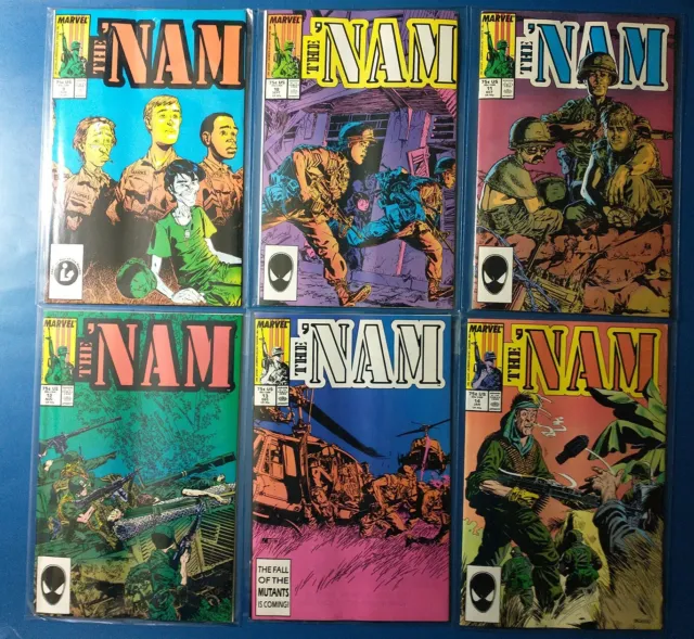 THE 'NAM 9 10 11 12 13 14 WAR VIETNAM 6 Comic Book Lot Marvel 1987