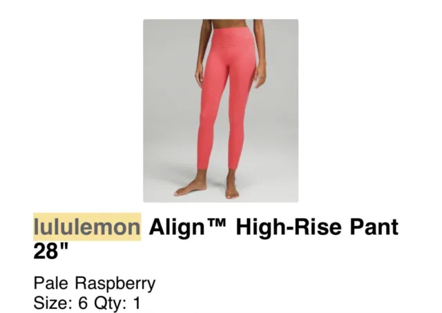 lululemon Align™ High-Rise Pant 28in size 12 raspberry cream