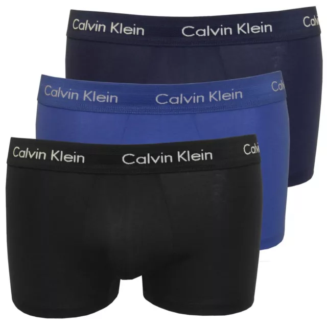 Calvin Klein Mens 100% Authentic CK 3 Pack Low Rise Trunk Boxer Blue/Navy/Black