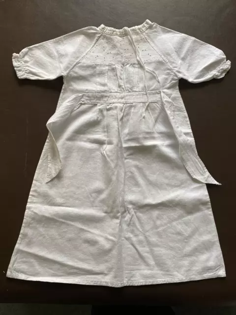 Child's Long in White Cotton Nightdress with Broderie Anglaise Panel