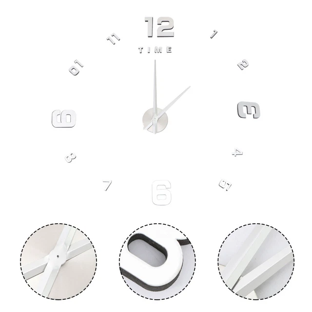 Moderno Reloj de Pared Grande 3D Sin Marco Novedad Hágalo usted mismo Espejo Reloj de Superficie Hogar