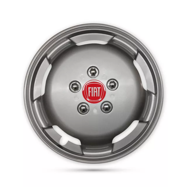 Per Fiat Ducato Van Motorhome 16"" 4x Rifiniture Ruota Piatto Profondo Tappi Mozzo Logo Rosso