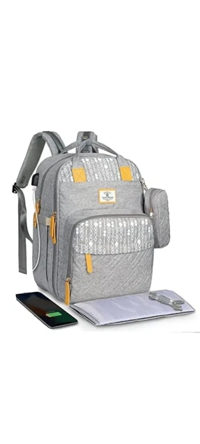 ComfyDegree Nappy Changing Backpack Waterproof Large Capacity Baby Travel Bag w/