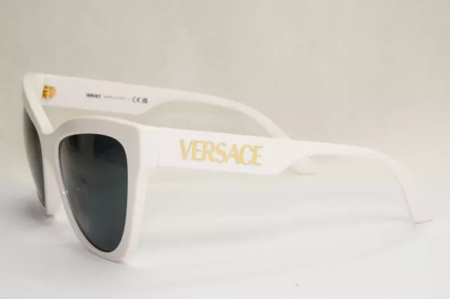 Versace Sunglasses White Gold Cat Eye Grey MOD VE 4417-U 314/87 3