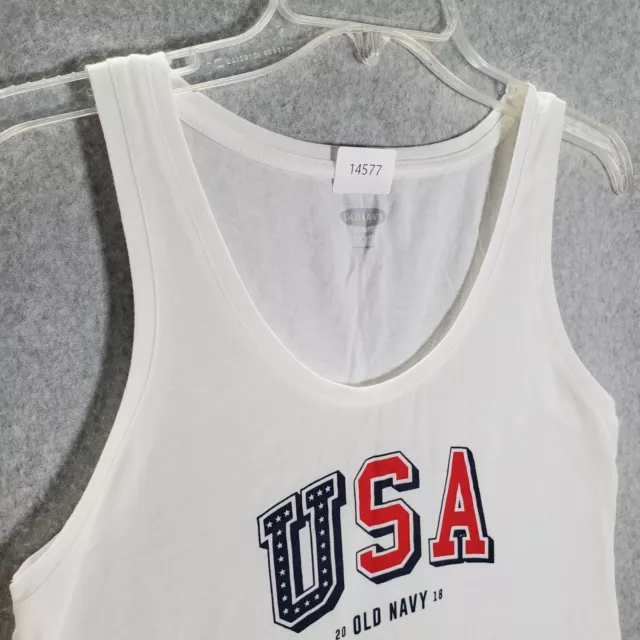 Old Navy Women Tank Top Small White Logo Everywear USA Graphic Adult Tee 3