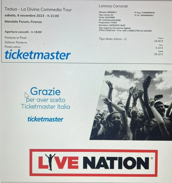 125Vendo N. 3 biglietti concerto TEDUA Firenze