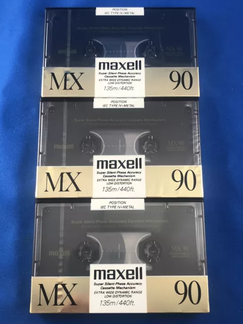 3 Nos Maxell Mx Type Iv Metal Blank Cassette Tapes - Brand New