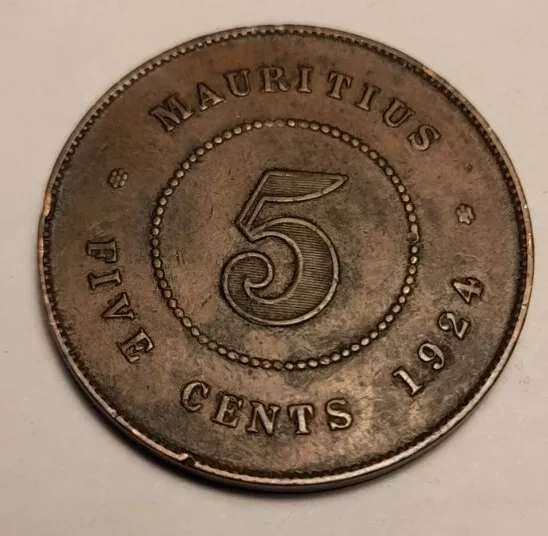 1924 Mauritius Fünf-Cent-Münze. George V