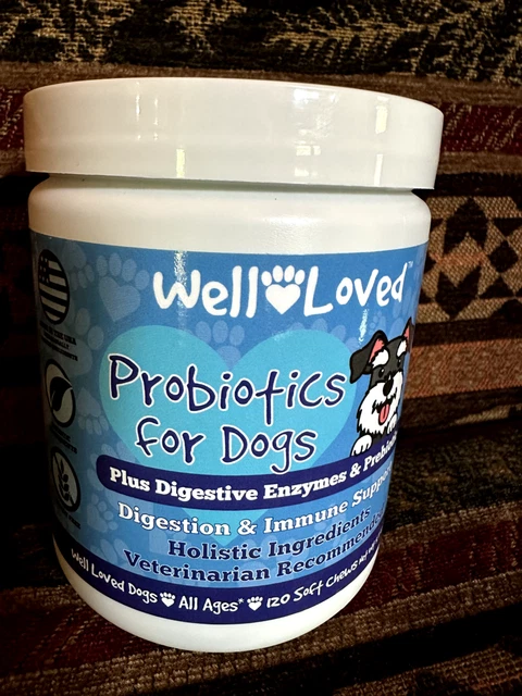 Well Loved Probiotics for Dogs - Dog Probiotics and Digestive Enzymes 120 Chews