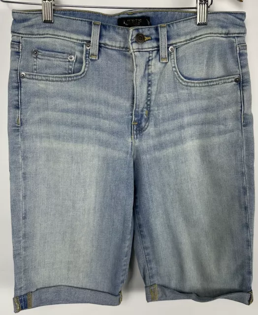 Womens Lauren By Ralph Lauren Cuffed Denim Bermuda Style Shorts Size 6 NWOT