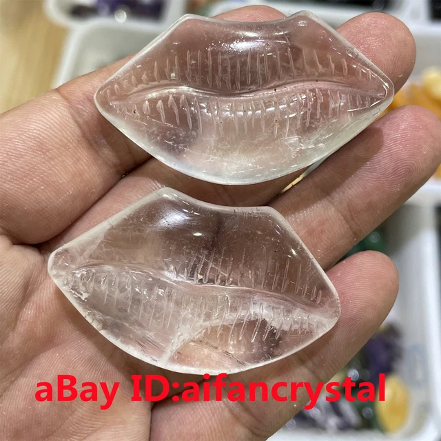 1PC Natural White crystal red lips Carved red lips Reiki quartz crystal Healing 7