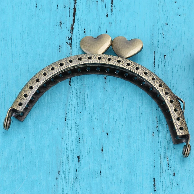 8,5 cm semicircular metal billetera marco corazón beso abrazadera mango hágalo usted mismo accesorios