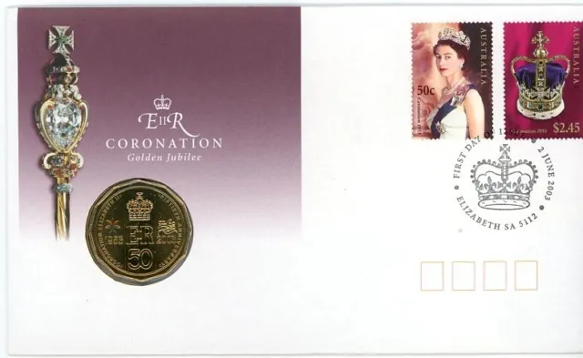 2003  Coronation Golden Jubilee Uncirculated 50 Cents Postmark 2 June 2003