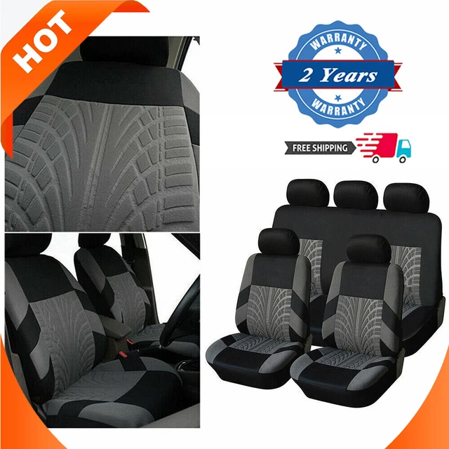 Cloth 5-Seat Polyester Car Seat Cover Full Set 9PCS for Honda CR-V HRV Gray US