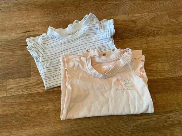 Baby Body 2er Set für Mädchen von Lupilu Größe 56 in apricot & weiß - gebraucht