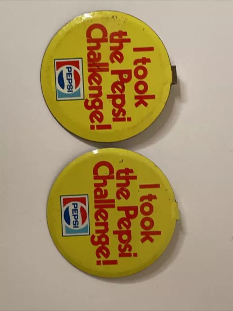 I TOOK THE PEPSI CHALLENGE foldover metal Pin 1982 ad campaign Lot Of 2 2