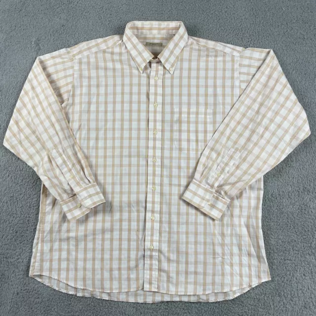 Burberry Shirt Mens Size 2XL Beige White Plaid Button Up Long Sleeve Adult USA