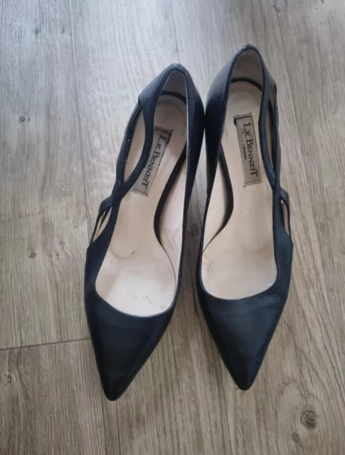 LK BENNETT Black Leather kitten heel shoes EUR36, UK 3.5