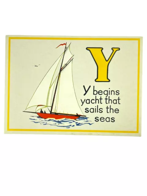 Cavallini Letter Y Framable Nursery Art 1930s Repro Alphabet Flash Card Journal