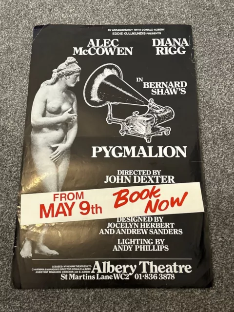 1970s Albery Theatre Poster Pygmalion From May 9th Alec McCowen Diana Rigg